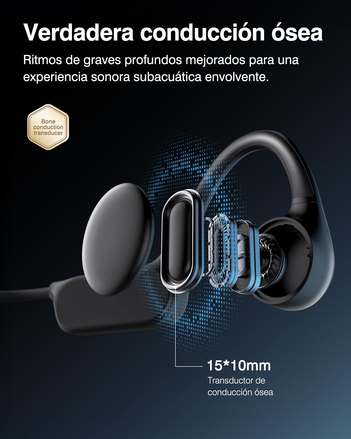 Auriculares Conducción Osea Natacion Bluetooth 6.0, 32 GB MP3, IPX8 | Batería 12h, Cascos Conduccion Osea para Natacion Correr Ciclismo