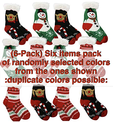 Image of ToBeInStyle Women's Pack of 3 or 6 Cozy Plush Winter Thermal Non-Skid Socks