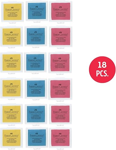 Miniatura 3 de Faber-Castell Gomas de borrar - Drawing Art - Borradores amasados, tamaño grande, colores surtidos, paquete de 18