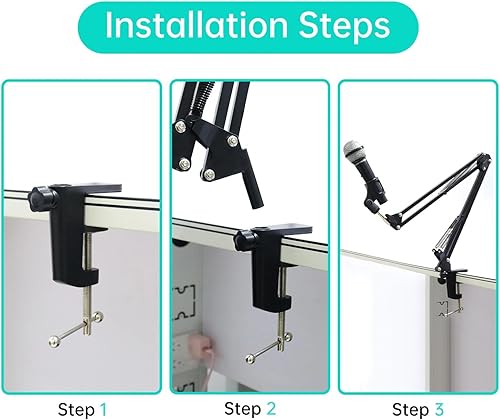 Miniatura 3 de 2pcs Heavy-Duty Metal Desk Clamp, Table Mount Mic Stand Holder Bracket C Clip for Microphone Suspension Boom Sissor Arm Fits Up to 2.14"5.4cm