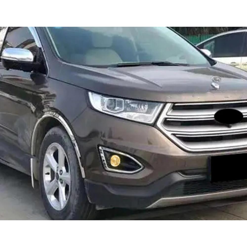 BAKUGO 2 Stück Auto Nebels Chein Werfer Front Stoßstange Licht Nebels Chein Werfer Abdeckung Grill Bezel Für Ford Edge 2015 2016 2017 2018-9LED Set