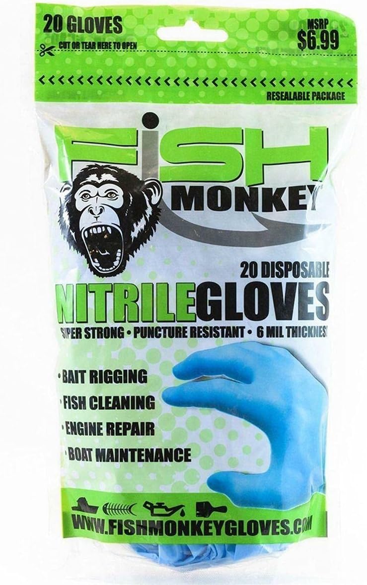 Fish Monkey FM20LTBLUEL/XL Disposabluee Nitrile Glove Lt