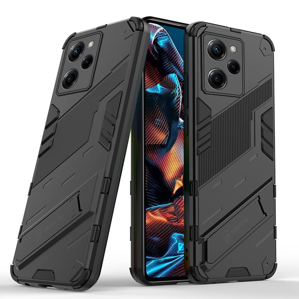 JarttarnCase Compatible with Xiaomi Poco X5 Pro 5G, Shockproof Cases with Kickstand Magnet Stand, PC+TPU Military Grade Protective Tough Hard Phone Cover (Black)