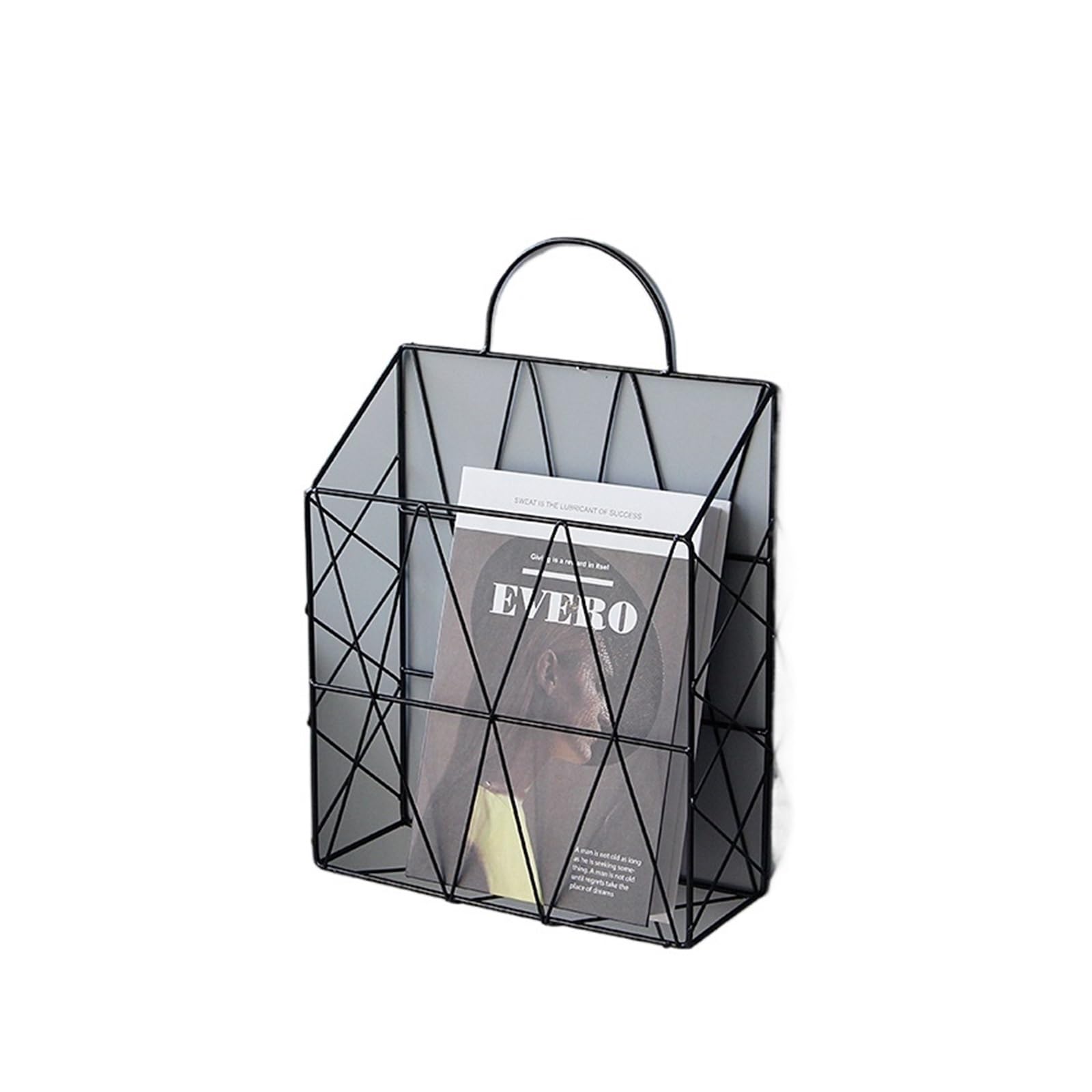 Porta giornali e riviste Libri in Metallo, Ferro, da Appendere a Parete, Organizer for riporre i, Decorazione Domestica Fai Te(Black)