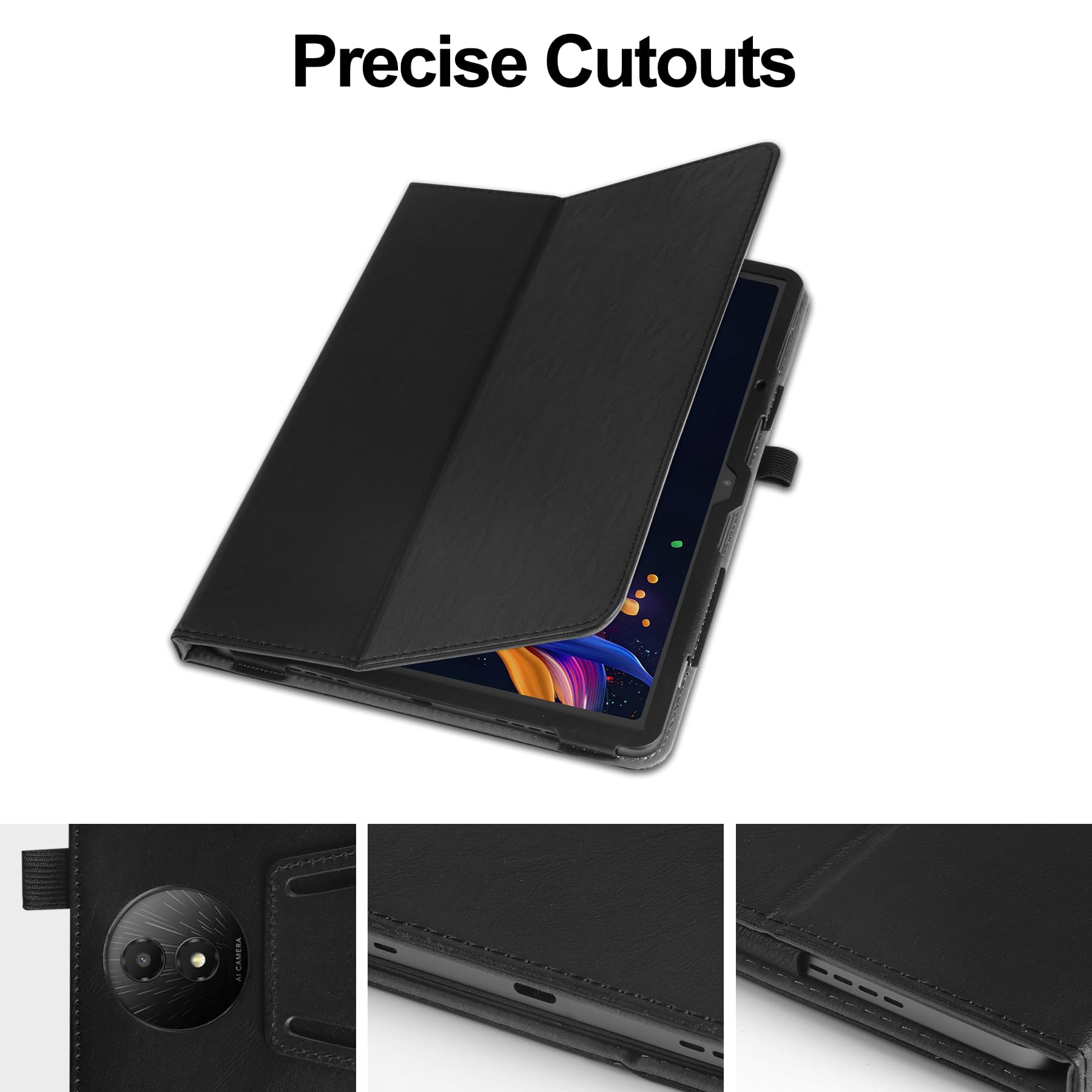 VOVIPO Funda Protectora Compatible con TCL NXTPAPER 11 Plus Tablet 11.5 Pulgadas, Funda Folio de Cuero Premium con función de Soporte y Soporte de lápiz,Noir