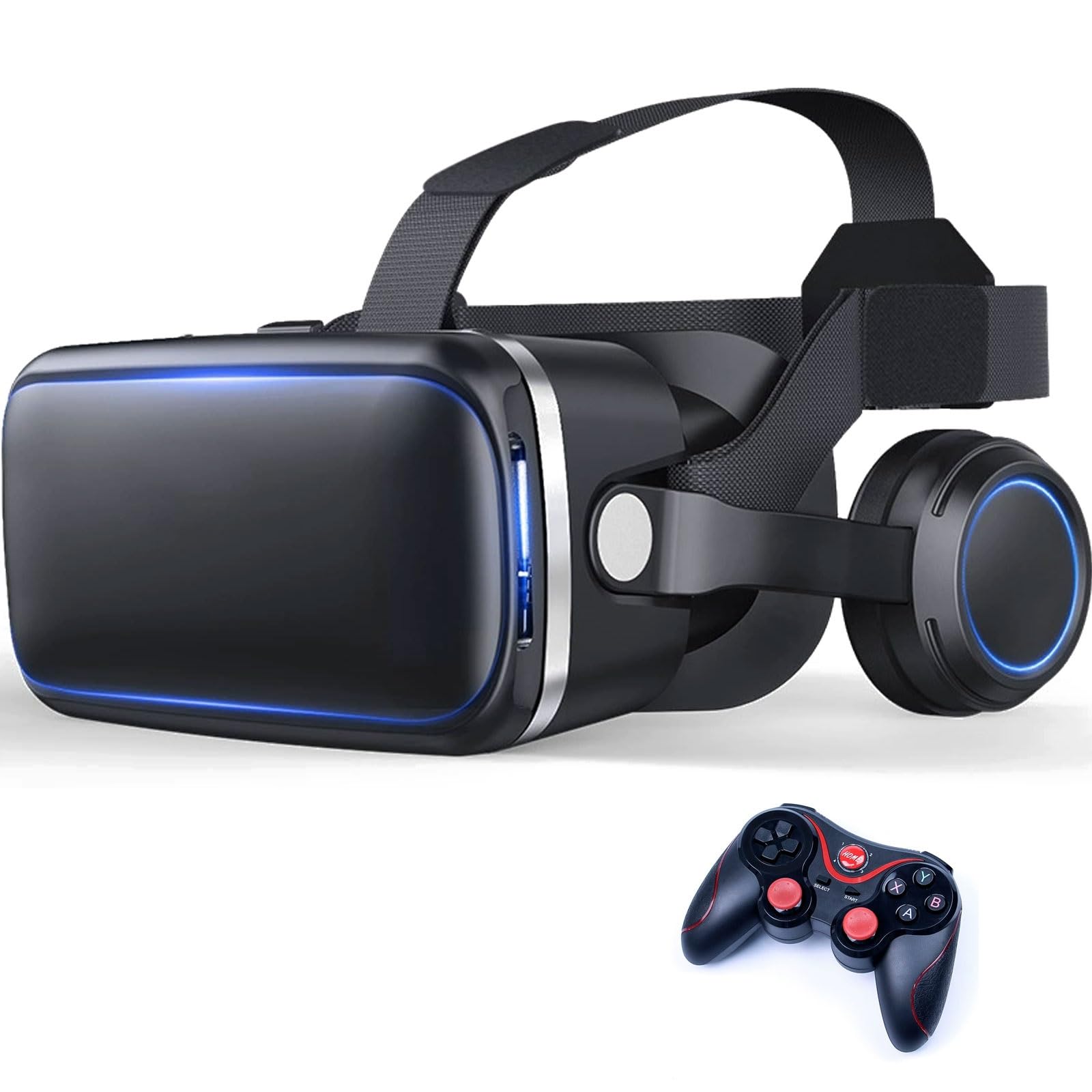 Casque VR, Casque Réalité 3D Virtuelle, Lunettes de Réalité Virtuelle 3D, Casque de Réalité Virtuelle pour Jeux et Films,Casque VR Compatible avec Android & iOS Phone de 4,7 à 7,2 Pouces(E)