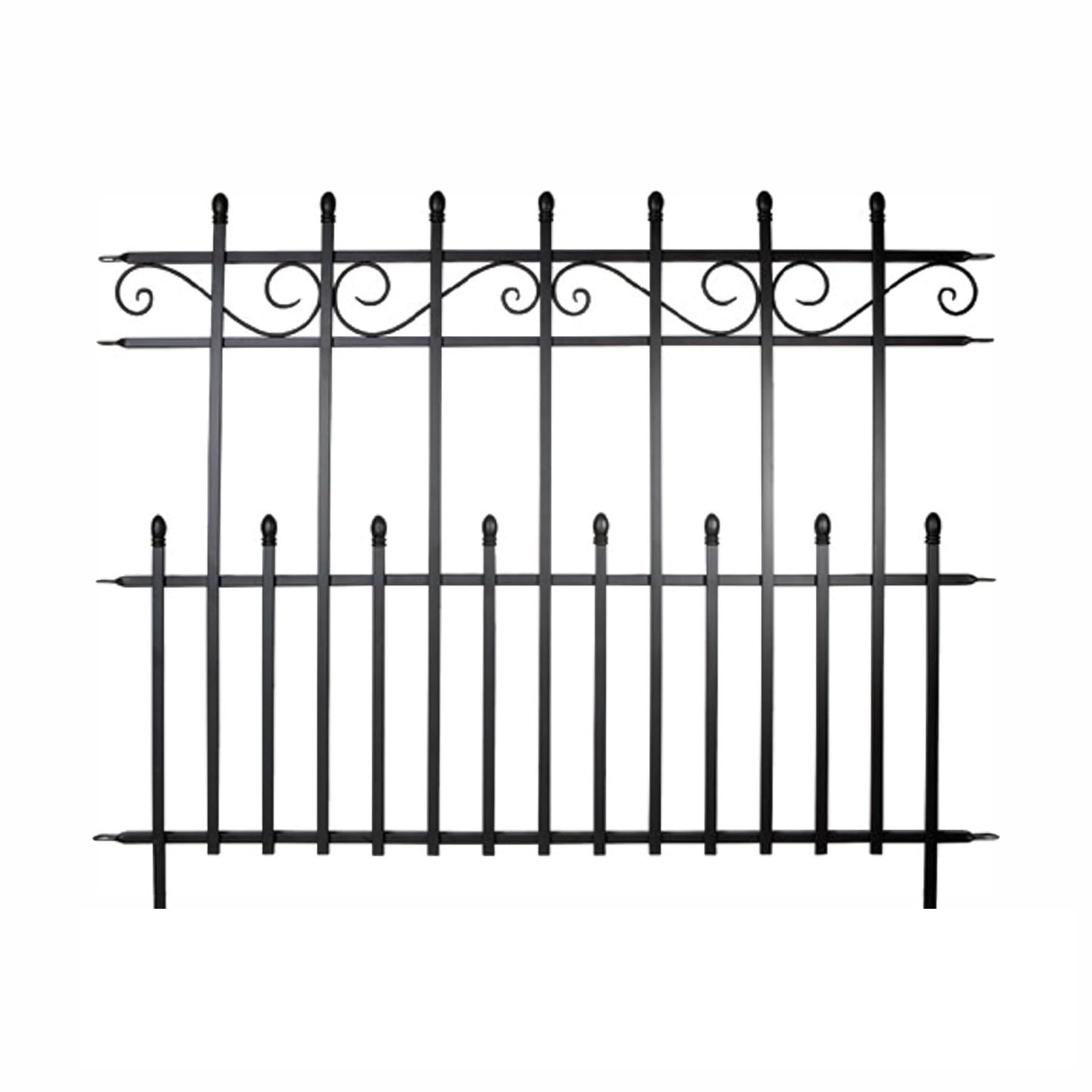Primrose 122Cm Kensington Fence Section Black Galvanised Steel Panacea Fence System from B&Q
