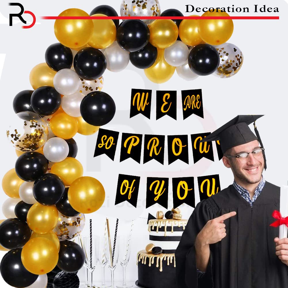 LUOZZY Graduation Balloon Stickers | 20 Pack Congratulations Decals | Black & Gold Graduation Party Decor Supplies - View #8