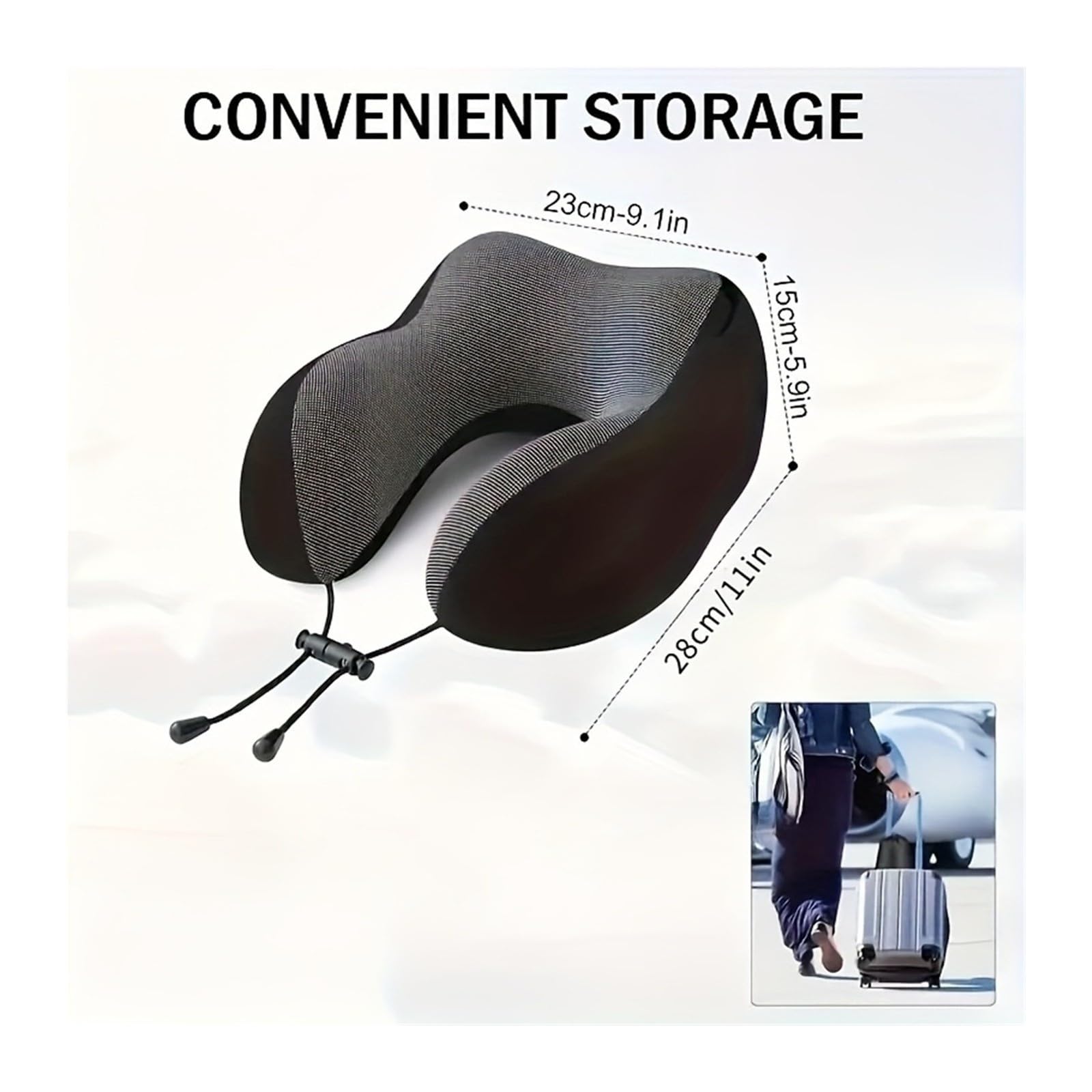 Memory Foam Hooded U-Shaped Travel Pillow For Car Nap