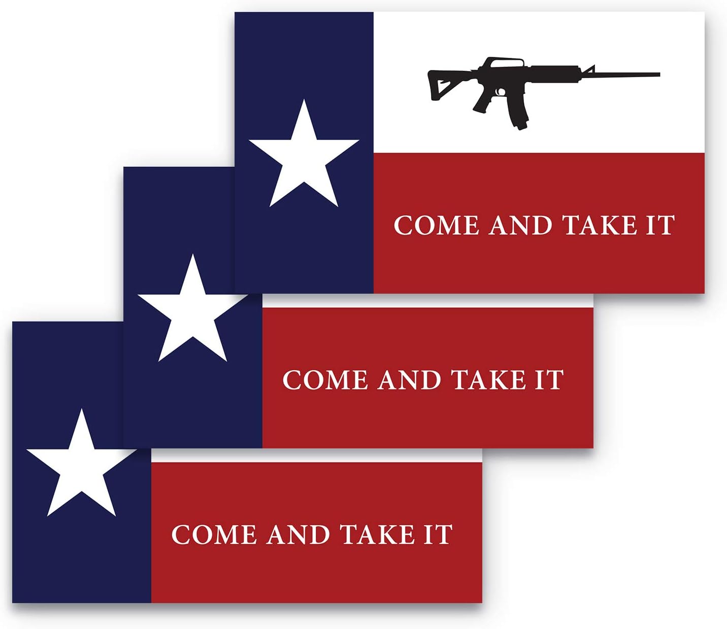 3x5 Texas Come and Take It Flag Sticker 3-Pack Made with Durable Waterproof Materials Texas Flag Come and Take It Bumper Sticker Texas Rifle Sticker Come and Take it Gadsden Flag Texas Flag Come