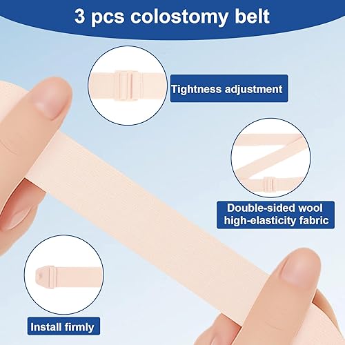 Vista 3 de 3 cinturones de ostomía ajustables para hombres y mujeres, de 33 x 1.18 pulgadas, se adaptan a la mayoría de bolsas de ostomía, evita