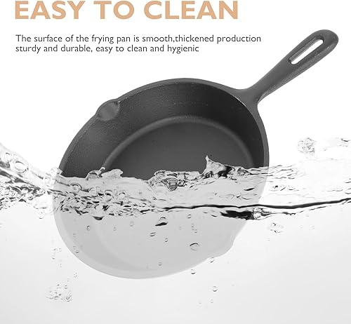 Miniatura 3 de Sartén antiadherente de hierro fundido grueso con base de madera, tortilla y sartén para carne para cocina, diseño resistente para estufas de gas y