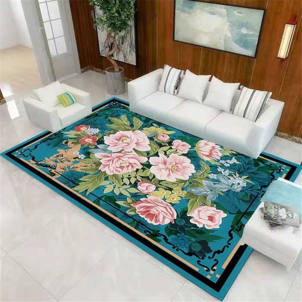 Descente de lit chambre pour réveils doux grand tapis fleurs denses