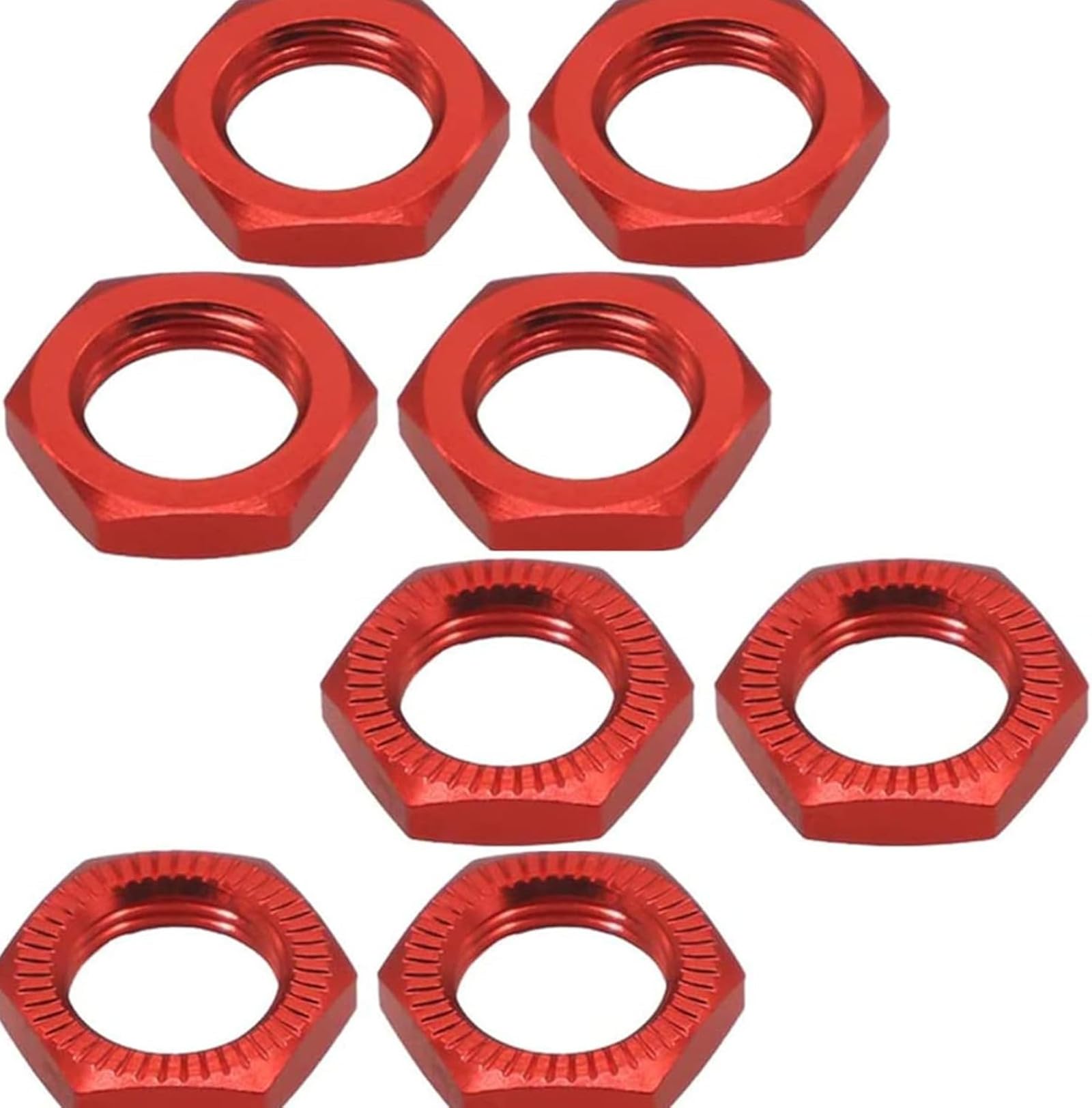 Aluminum RC Wheel Nuts 17mm Thread 1.0mm for RC ARRMA HSP AXIAL FS HIMOTO Redcat Upgraded Hop-Up Parts 8pcs/Set (Red)