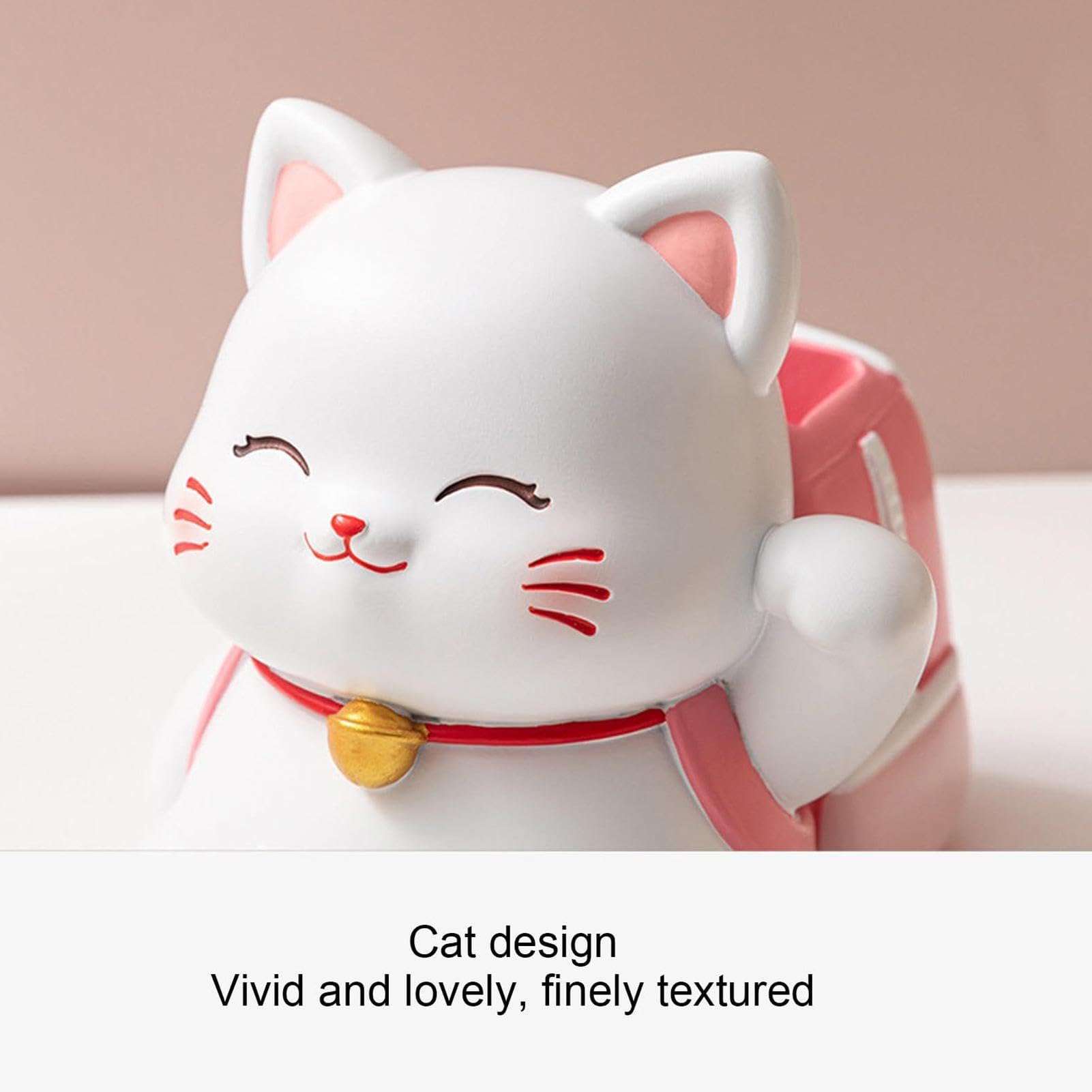 Portamatite – 15,5 x 13 x 12 cm Organizzatore da scrivania portapenne a tema gatti | ufficio gatto resina animale trucco spazzola organizzatore per college sala C