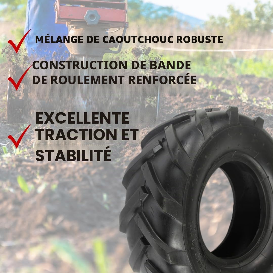13x5.00-6 Pneu de rechange pour motoculteur | Pneu en caoutchouc 13 pouces pour motobineuse | Ø 32,5 cm | Largeur de profil 11 cm | Pneu pour motoculteur et motobineuse