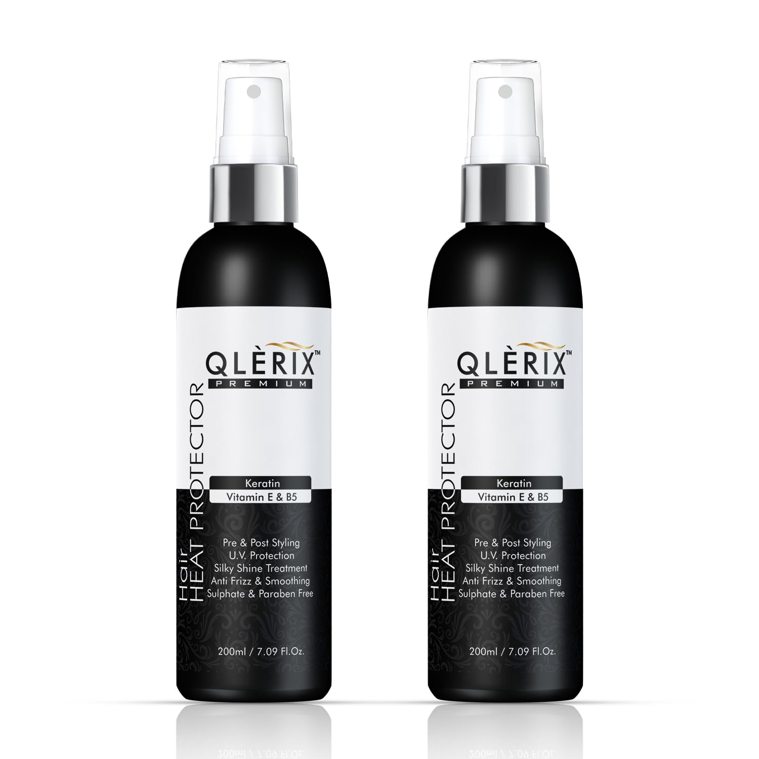 QLERIX Premium Hair Heat Protection Spray - 200ml | Heat Protectant for Women & Men | Straightening, Smoothening, Hair Styling | Frizz Control | Paraben & Sulfate-Free (Pack of 2).