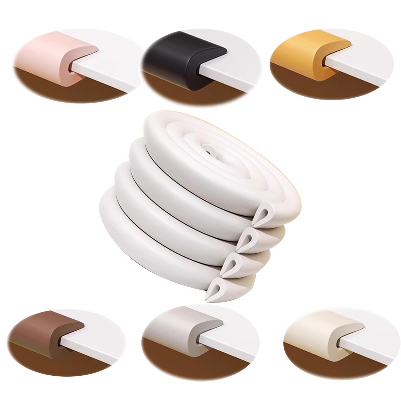 Furniture Corner Guard Edge, Silicone Corner Protector, Protective Foam Cushion U Shape for Table Fireplace Countertop(White,10M)