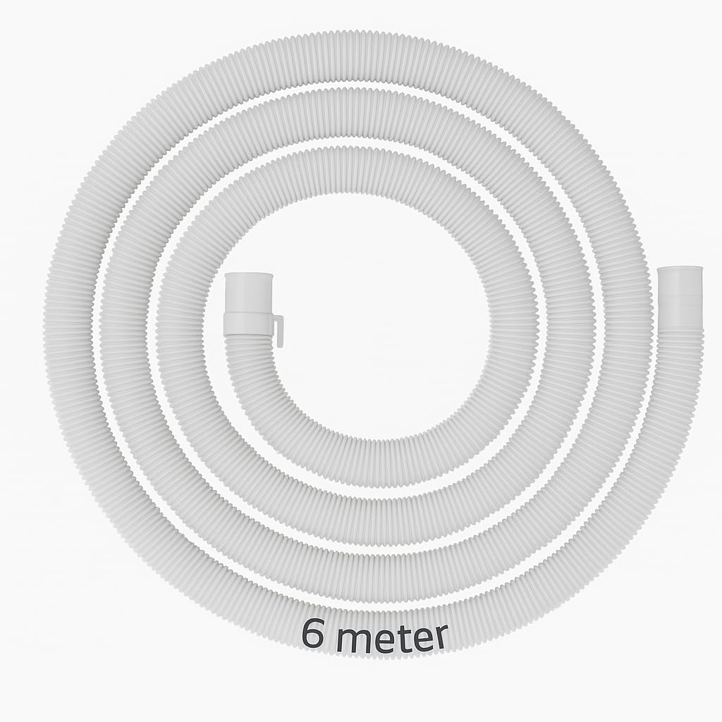 SBD 6 Meter easyfit Top load Fully/Semi Load Washing Machine Outlet Drain Waste Water Hose Flexible Hose Pipe| Corrugated Leakagefree Flexible Drain Outlet Pipe (Pack Of 1) (White, 6Mtr)