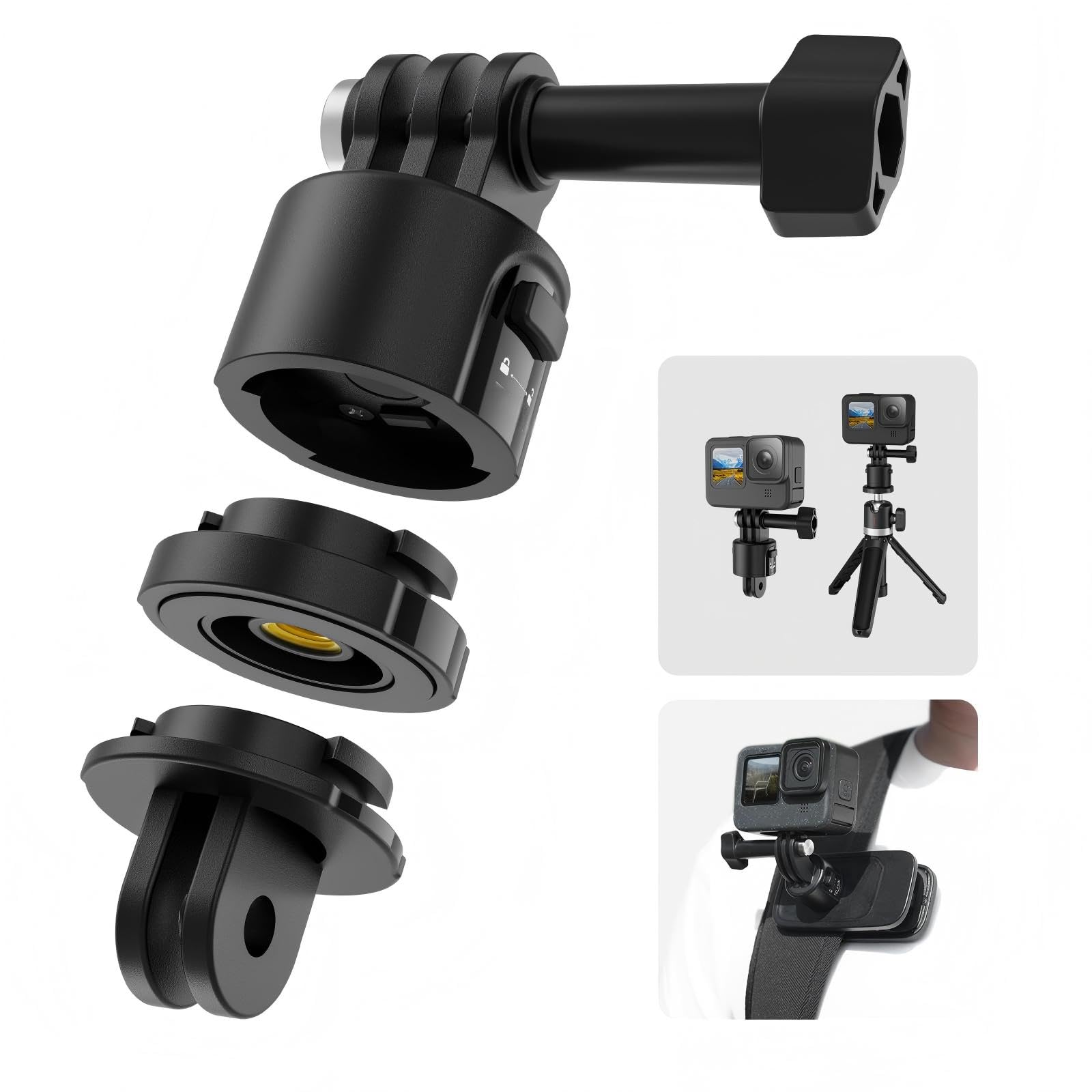 KASTWAVE Mount Adapter Base for GoPro Accessories, Quick Release Magnetic Camera Tripod Mounts for Insta360 DJI Action Osmo Pocket Selfie Stick Backpack Head Chest Neck Bike Motorcycle Helmet Mounting