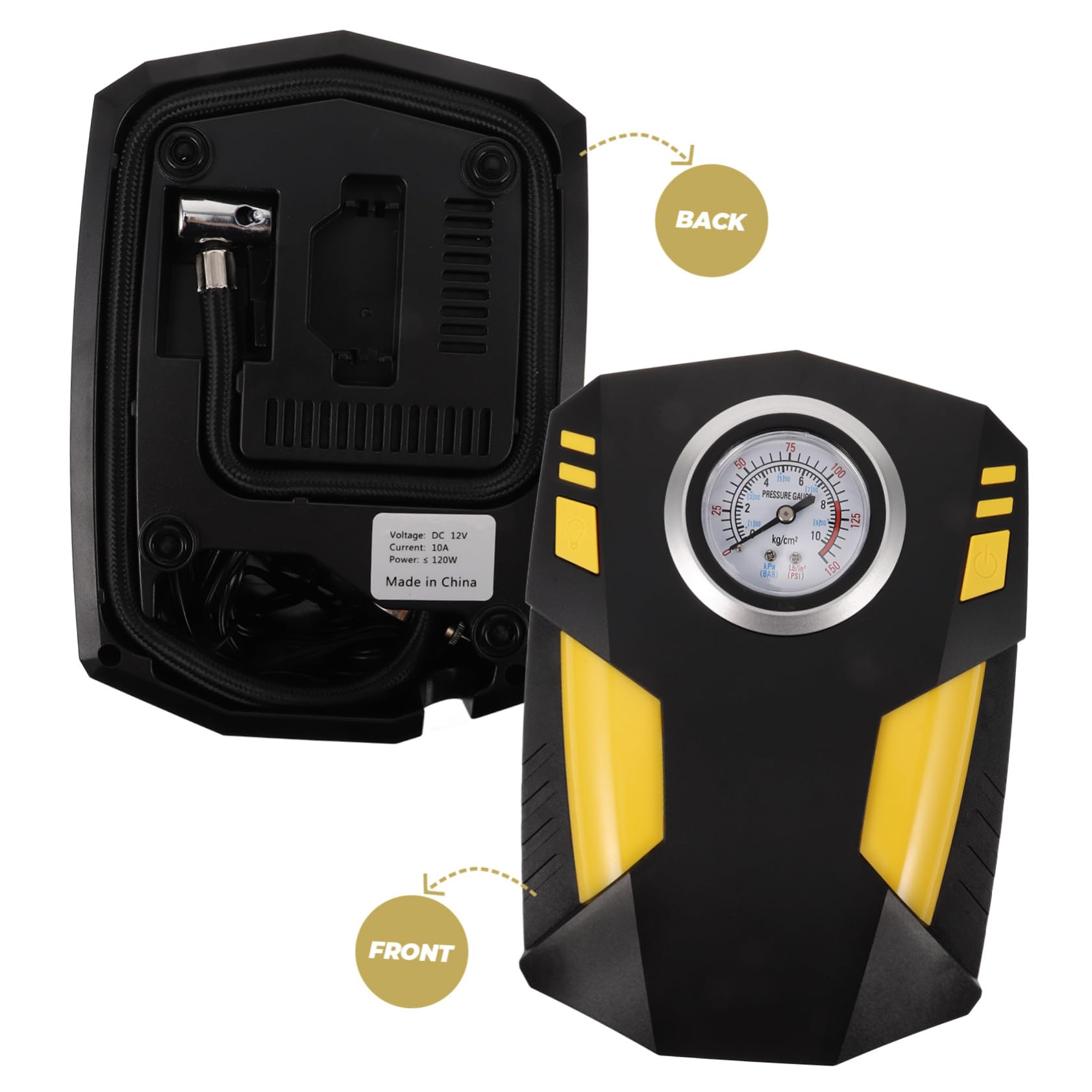 Amosfun Compressore Pneumatici Portatile Display Digitale Intelligente e Gonfiaggio Regolabile, Pompa ad Aria Elettrica per Auto, Motociclo e Bicicletta in ABS, Adatto a Veicoli di Vario