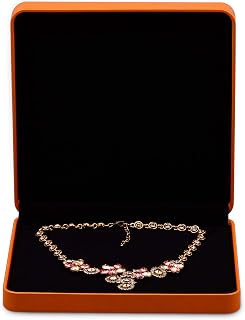 Oirlv Leather Big Necklace Box for Storage and Gifts,Leather,Orange