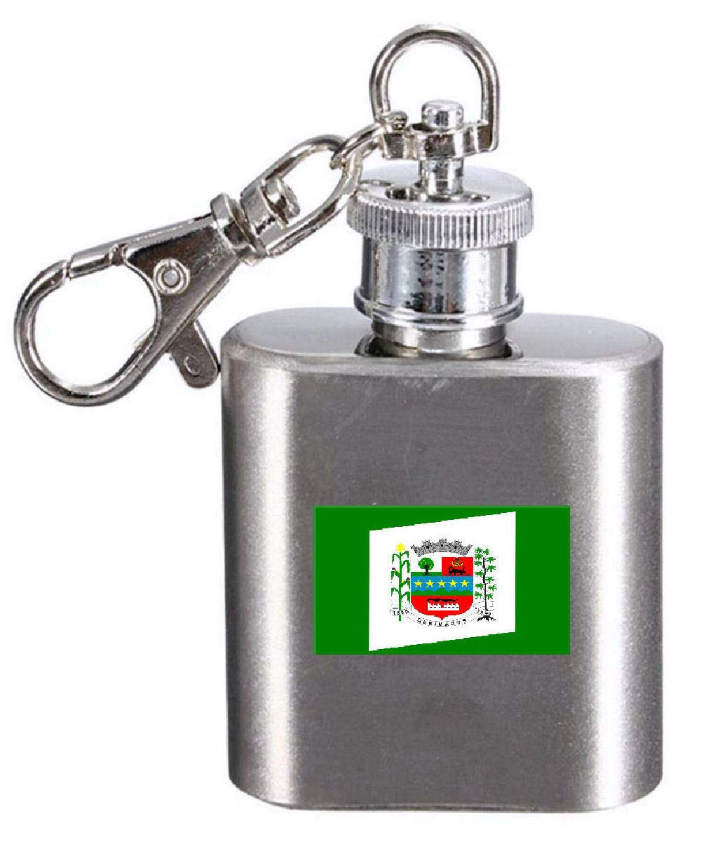 Flasque porte-clés Queimados Rio de Janeiro petit flacon alcool gravé acier
