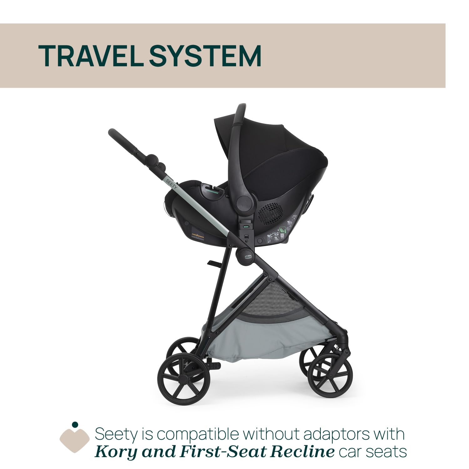 Chicco Poussette Seety, Poussette Légère et Compacte de 0 Mois à 4 Ans, Charge Max 22 kg, Poussette Pliable, Dossier Réglable, Fermeture Automatique en 1 Geste, Canopy Pare-Soleil et Habillage Pluie