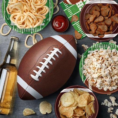 Sjjpdyy GLQ 171Pcs Football Party Supplies Kit Rugby Paper Plates Cups Napkins Spoon Fork Knives Tablecloth Touchdown Party Decorations Tableware For 24 Guests For Football Game Super Bowl Party Birthday Party thumb #3