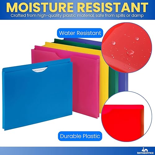 Miniatura 5 de 1InTheOffice Carpeta de archivo Poly File Jacket de archivo, chaqueta de archivo expandible de 1 pulgada, paquete de 10, surtido