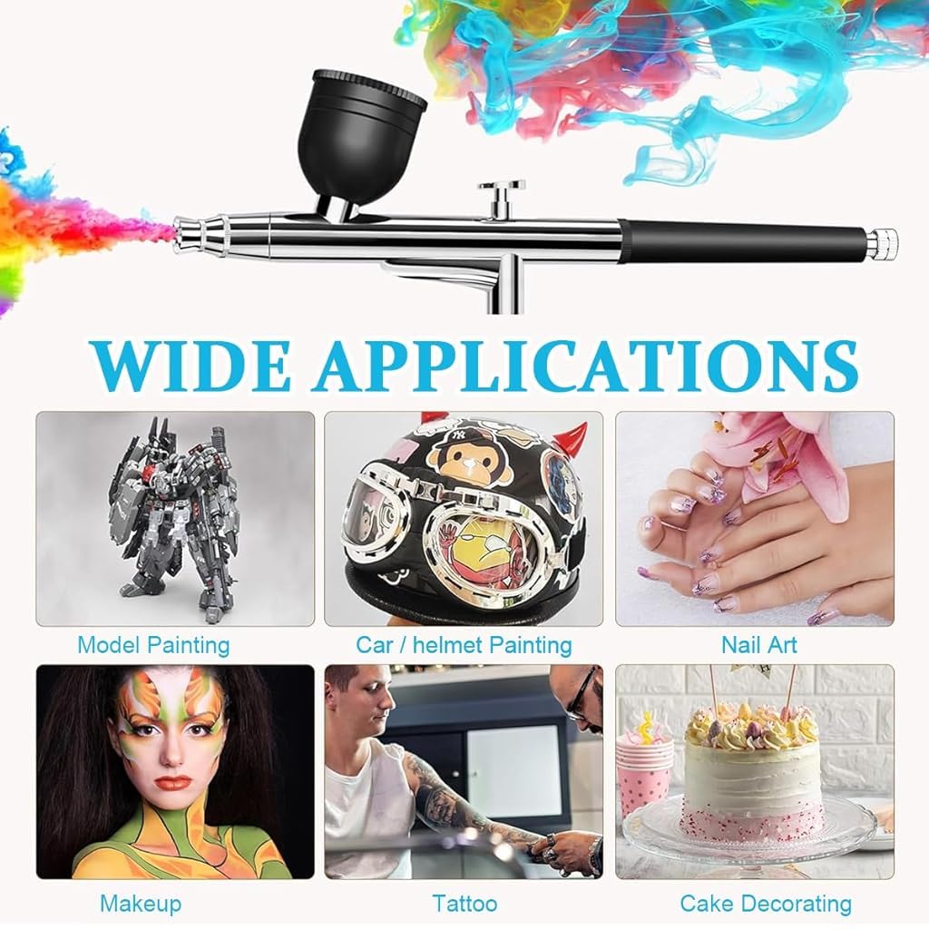 HANNEA® Airbrush-Kit Cordless Rechargeable Airbrush Compressor - Auto Handheld Airbrush Gun, Airbrush Set Portable Wireless Air Brush for Barber, Nail Art, Cake Decor, Makeup, Model Painting 4