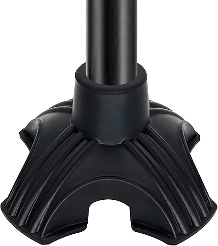 XSL Puntas de bastón  1 pulgada de goma resistente autosuficiente cuádruple base reemplazo puntas de bastón (negro)