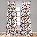Ambesonne American Football 2 Panel Curtain Set, Classic Design Rugby Balls in Cartoon Style Sports...