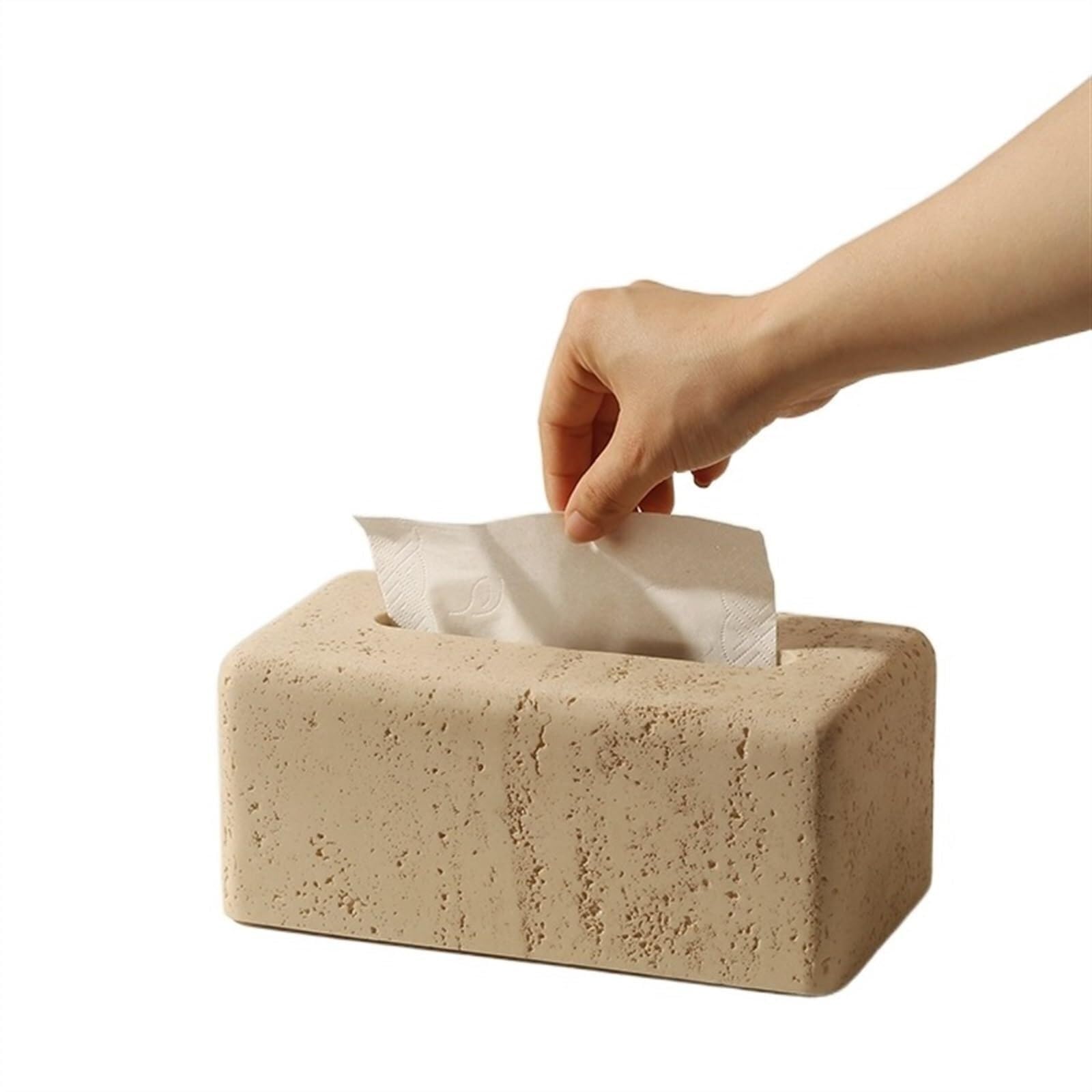 Tissue Dispenser Box Creative Stone Tissue Box Holder With Suction, Stylish Napkin Dispenser For Room Apartment Must Haves
