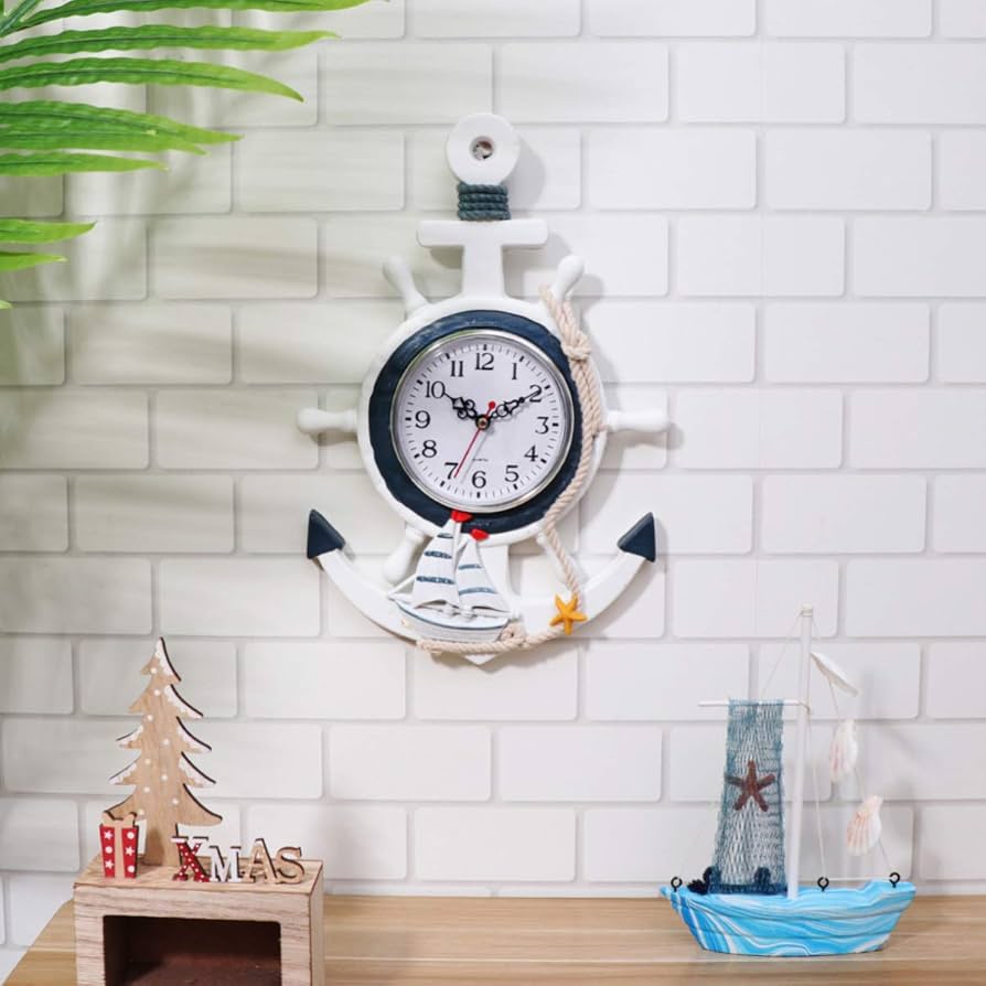 Amazon.co.jp: 掛け時計 壁掛け 時計 おしゃれ 地中海風 マリン