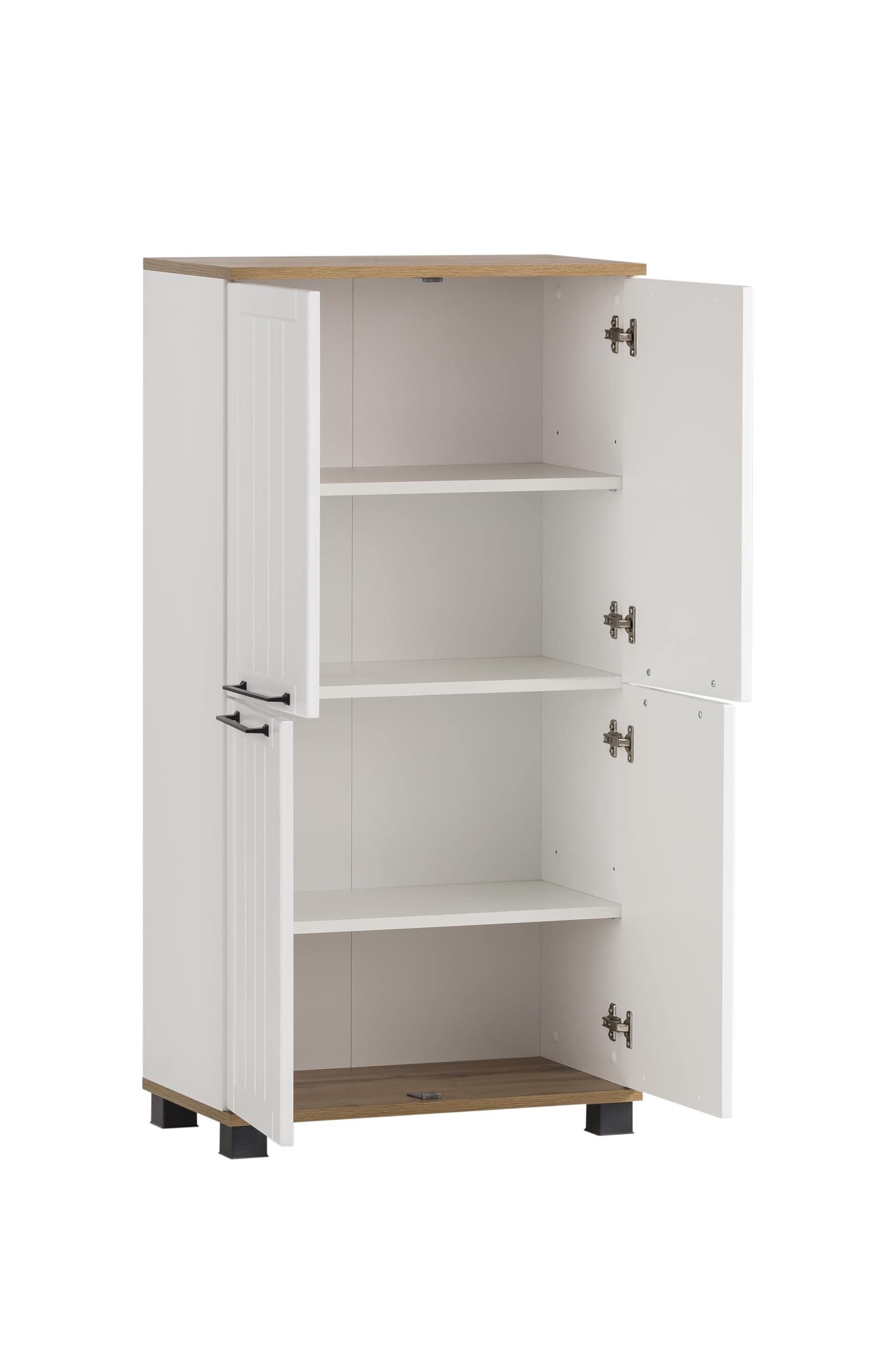 Schildmeyer Highboard Jelda 154232, matt weiß/Eiche Landhaus Dekor, 59,8 x 32,6 x 116,9 cm