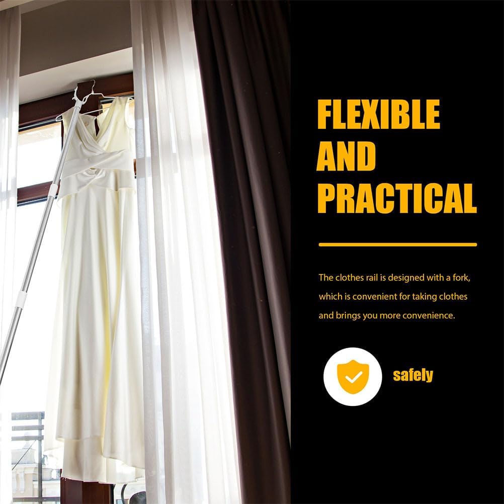 Splicable Clothesline Rod 2Pcs Adjustable Stainless Steel Clothes Drying Pole for Home Laundry and Closet Storage 51In Extendable Hanging Rod