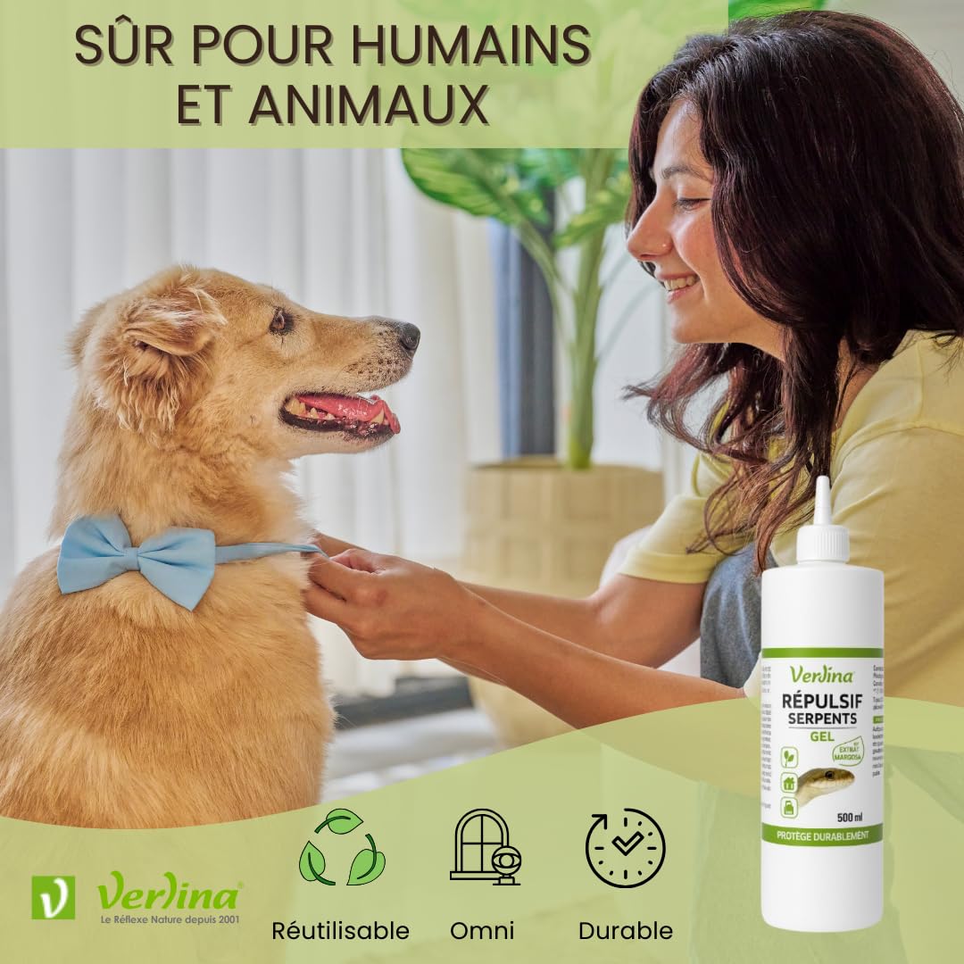 Répulsif Serpent Gel 500ml – Barrière Naturelle Anti-Serpents et Lézards, sans Insecticide, Usage Extérieur Terrasse, Seuils et Contours de Bâtiment
