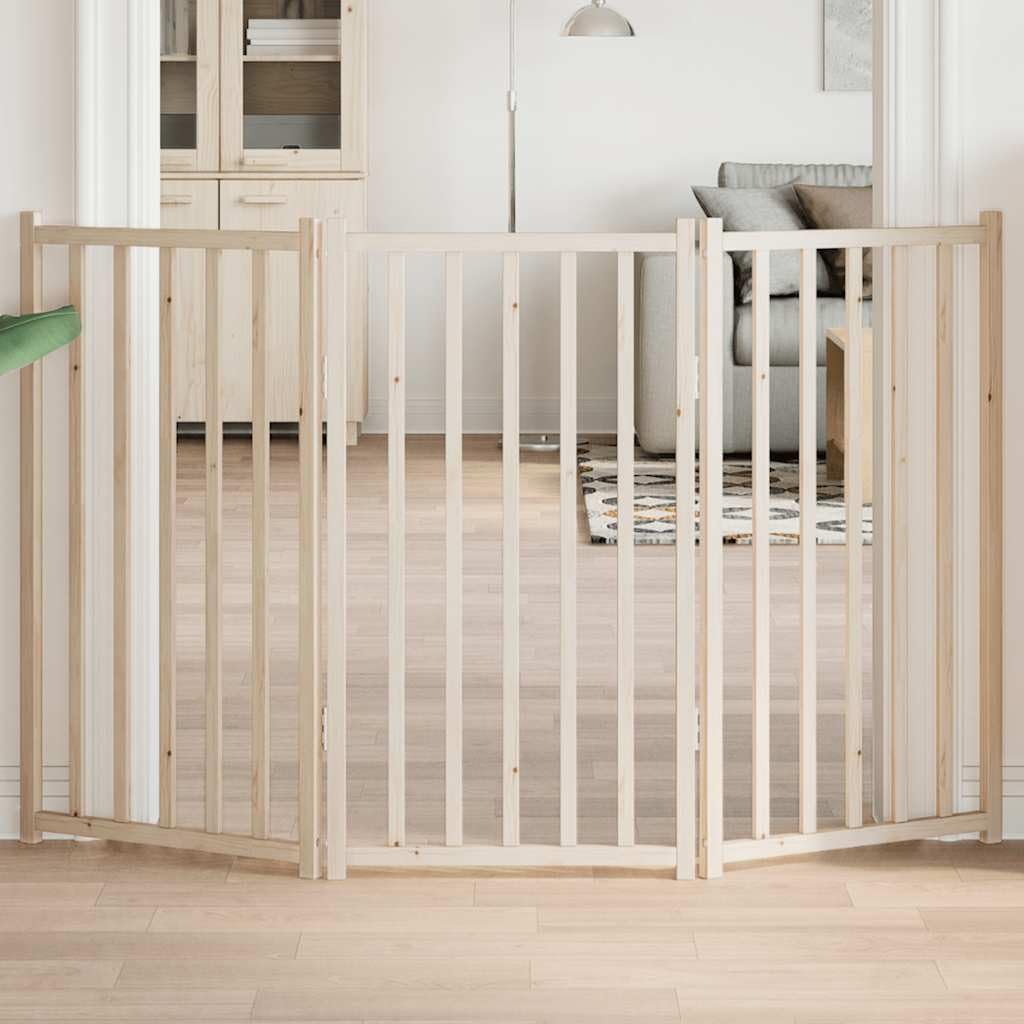 vidaXL Cancelletto per cani pieghevole a 3 pannelli 150 cm in legno massello di abete