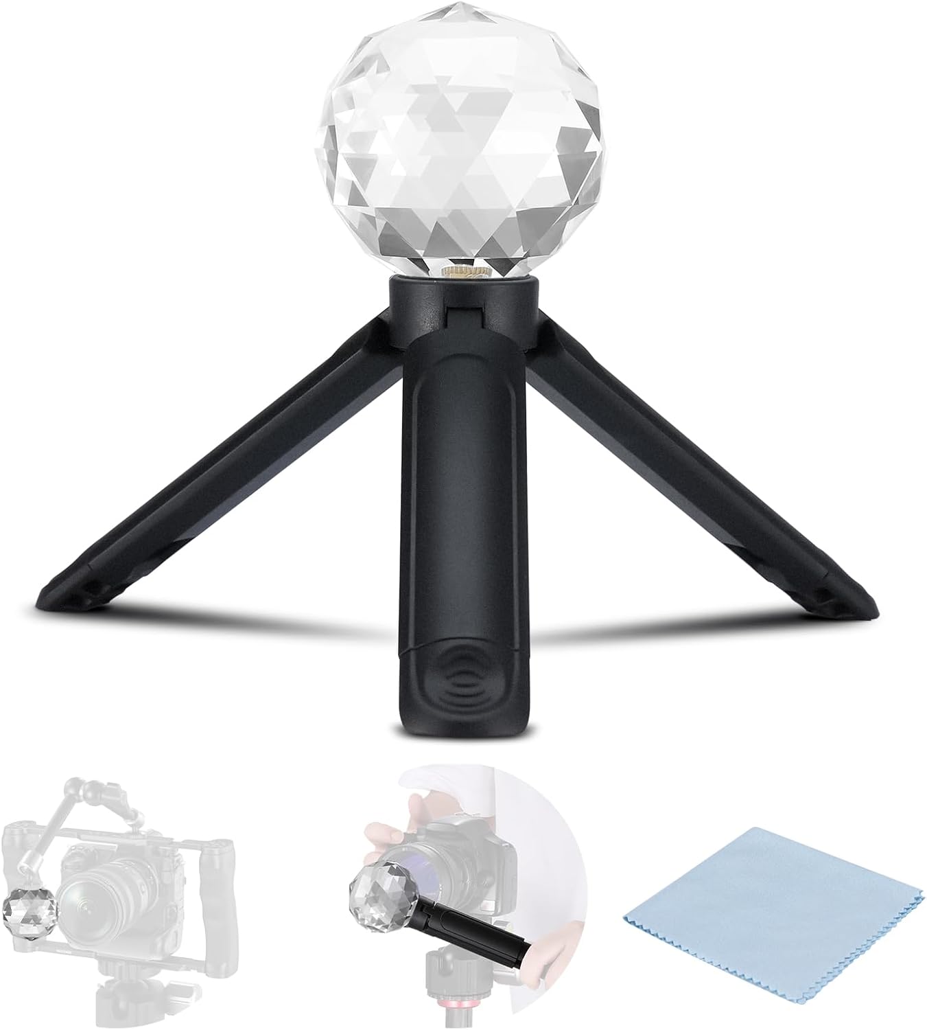 NEEWER 60mm Photography Crystal Prism Ball with 1/4″ Thread, Desktop Stand & Cleaning Cloth, K9 Optical Glass Rainbow Prism Effect Ball Filter for Photography, Physics Teaching, Light Spectrum, CY001