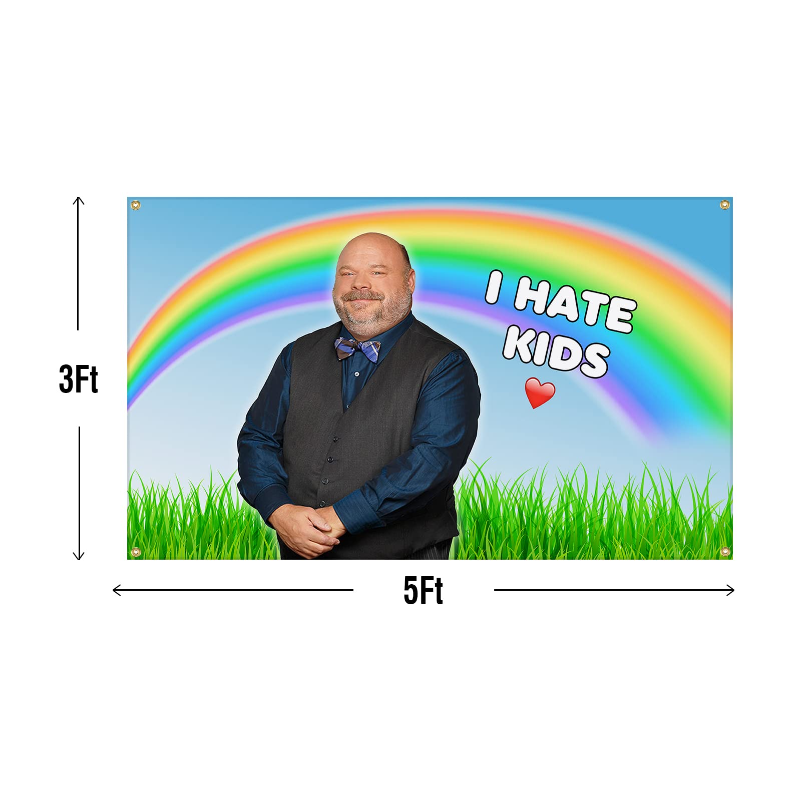 I Hate Kids 3x5 Feet Banner Funny Flags for Room With Bass Groments for College Dorm Room Decor, Green - Image 2