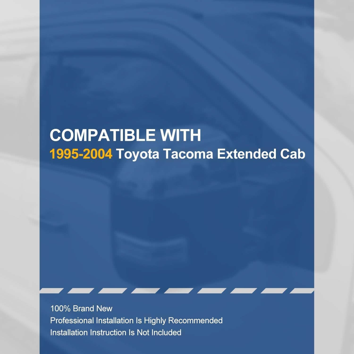 Auto Dynasty 4Pcs Carbon Fiber Pattern Window Visors Compatible with 1995-2004 Toyota Tacoma Extended Cab, Tape-On Front & Rear Window Deflectors Rain Guards Sun Wind Air Side Vent Shade, Glossy Black
