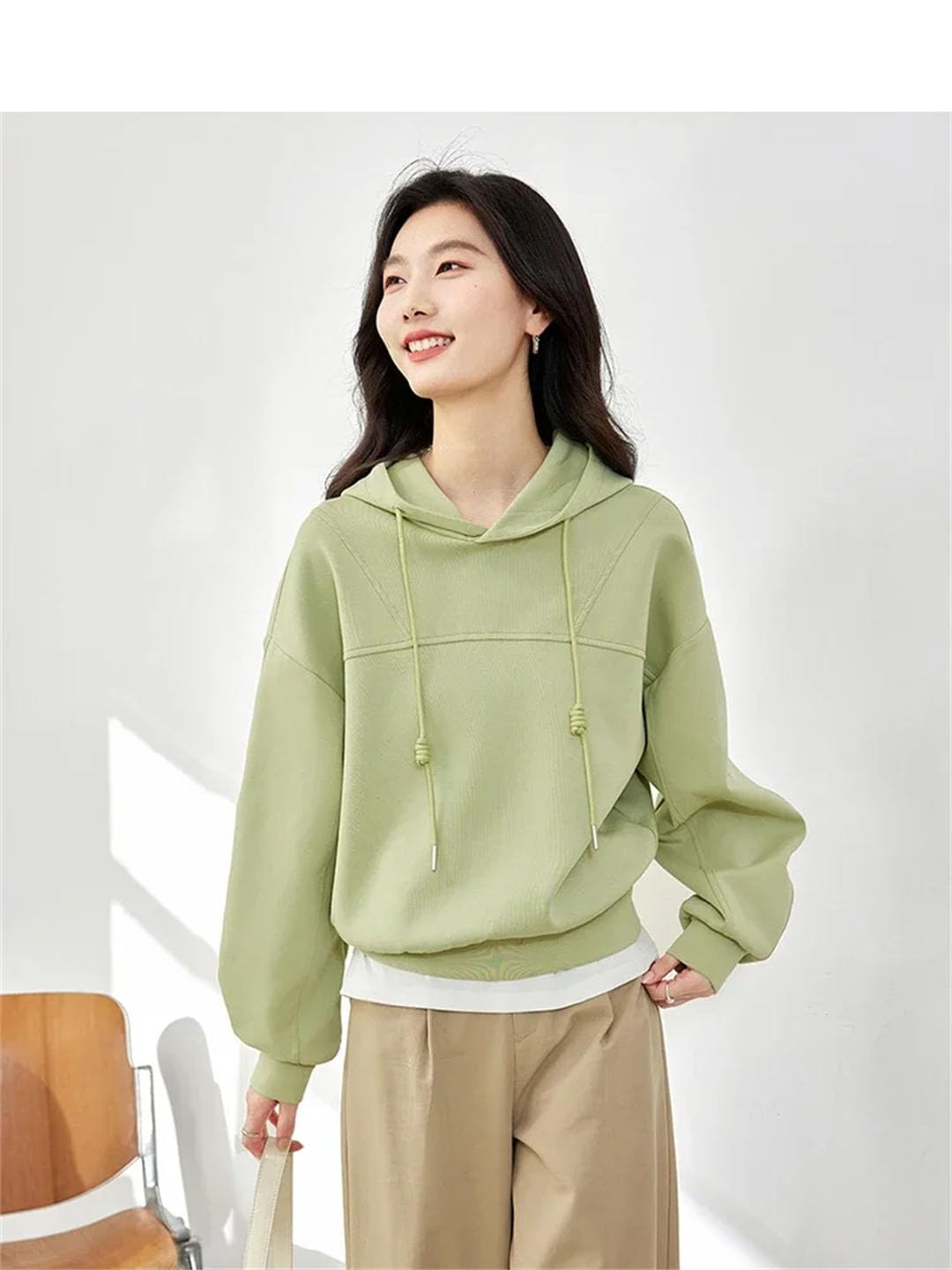 Simple Streetwear - Sudadera básica de manga larga con capucha para mujer, abrigo deportivo