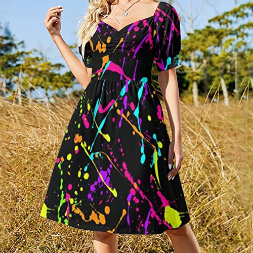 Women's Summer Dresses Daisy Flowers Short Sleeve V-Neck Beach Dress Casual Dresses for Women4