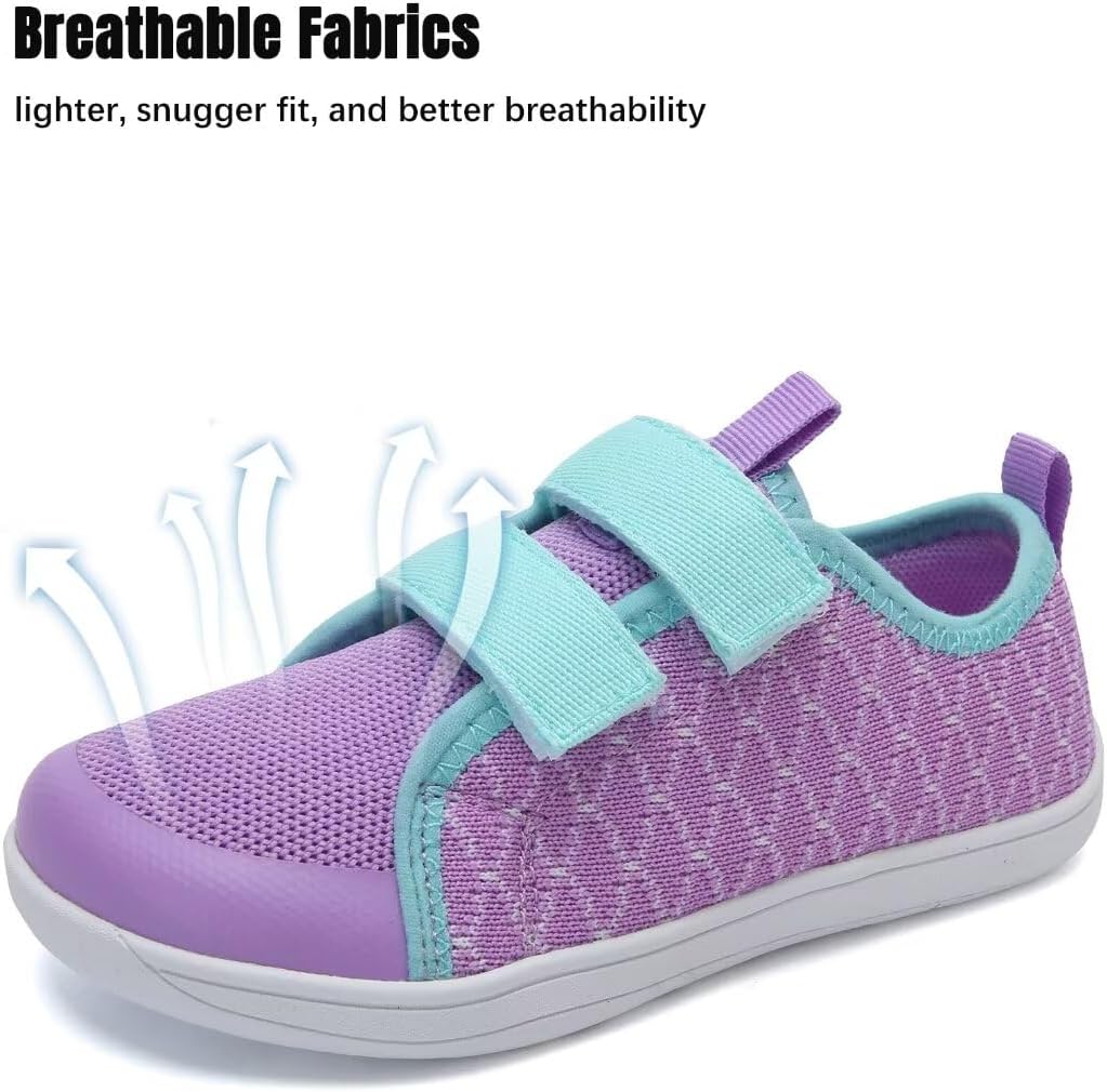 WateLves Toddler Little Kid Wide Barefoot The First Walking Shoes Girls Boys Breathable Lightweight Splay Naturally Minimalist Sneakers(Yulin,24) Purple - Image 6