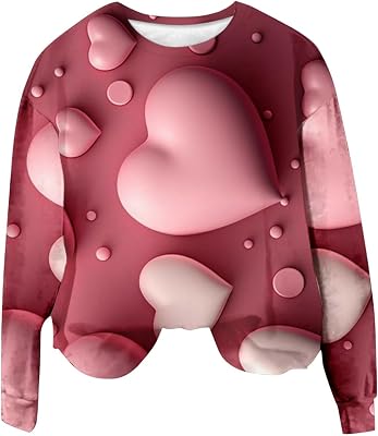 AMDOLE Sweat-Shirt à Manches Longues et col Rond pour Femme, imprimé Trois amours, sans Capuche, Ample, pour Quotidiens, Printemps, Automne et été Pull Torsadé Homme Vert