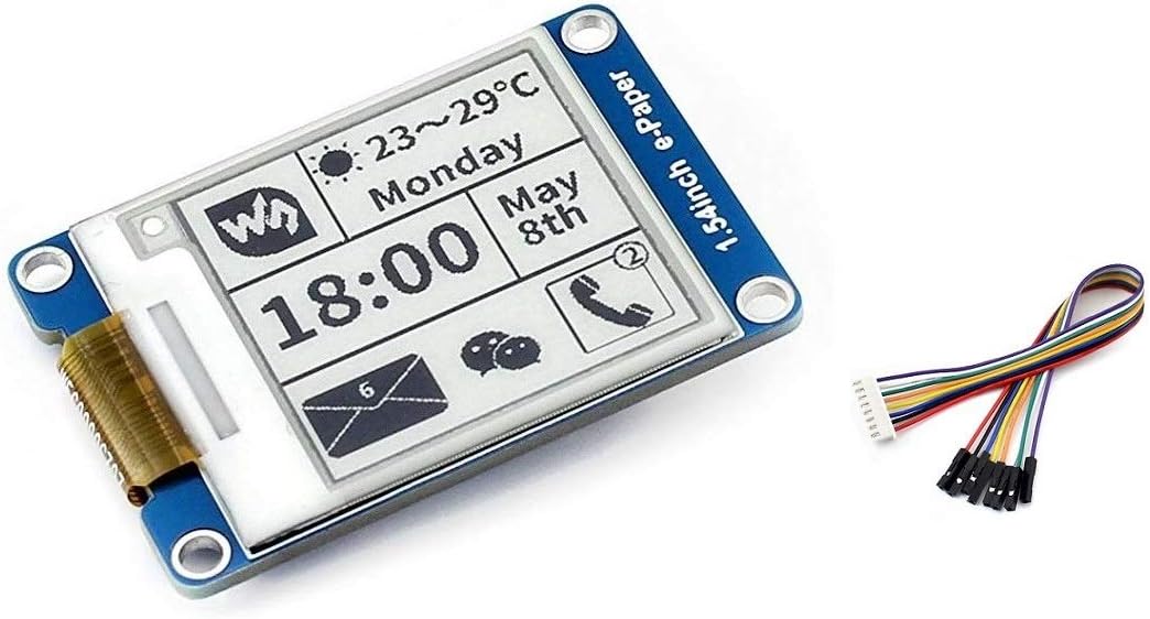 waveshare 200x200 Resolution 1.54inch E-Ink Display Module Electronic E-paper Sreen with Embedded Controller SPI Interface Support Partial Refresh for Raspberry Pi/Arduino/Nucleo