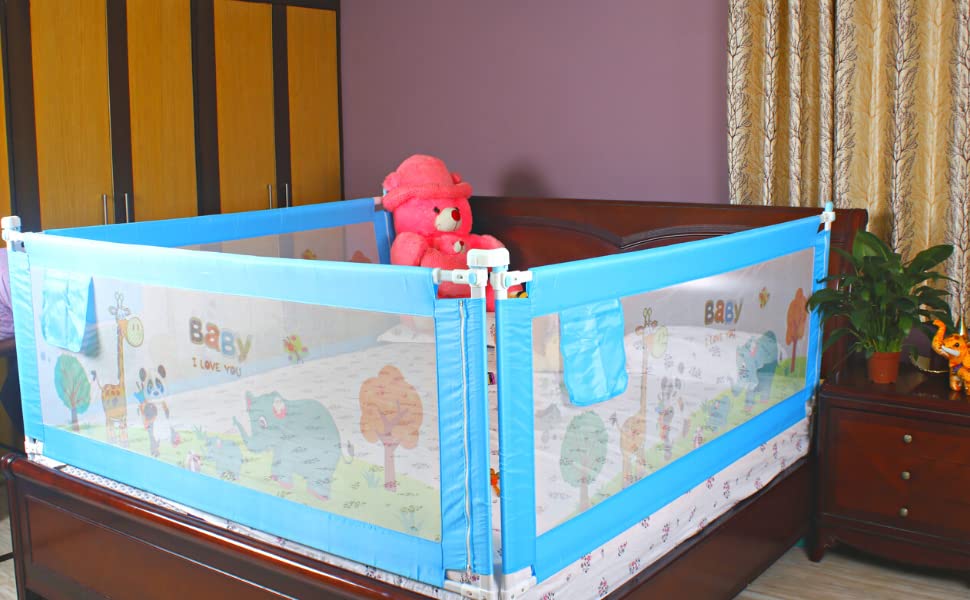 Image of VIC Kid Adjustable Baby Bedrail Guard Bed Fence (Pack of 3, 1.8 Baby 143,1.8 Baby 143,1.5 Baby 143)