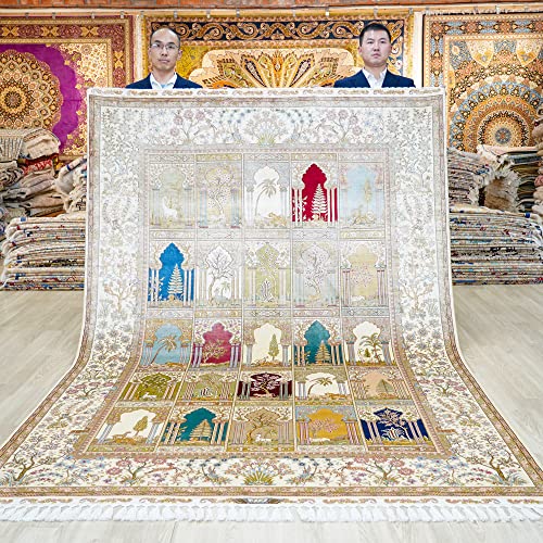 6x9ft Silk Carpet Hand Knotted Vintage Antique Oriental Handmade Area