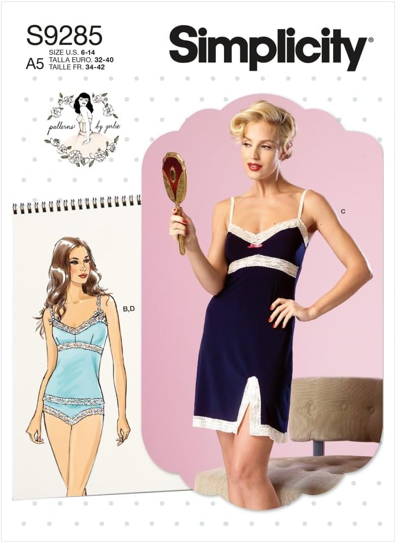 Misses' Lace-Trimmed Camisole, Slip, and Underwear Sewing Pattern Kit, Code 9285